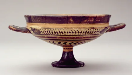 Lakonsiche Kylix-Schale mit Darstellung von Zeus und Hermes, ca. 550-530 v. Chr.